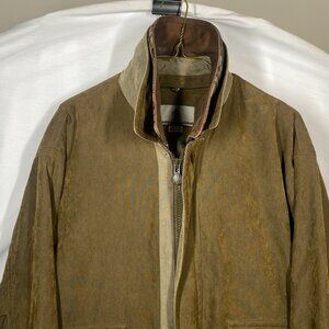 Men's Medium Leather Collar Bomber Jacket - Rainforest